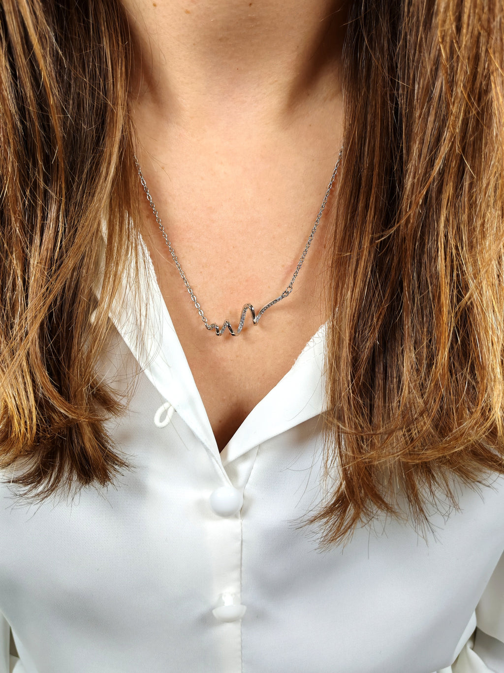 Collana Onda di Luce con Zirconi Brillanti