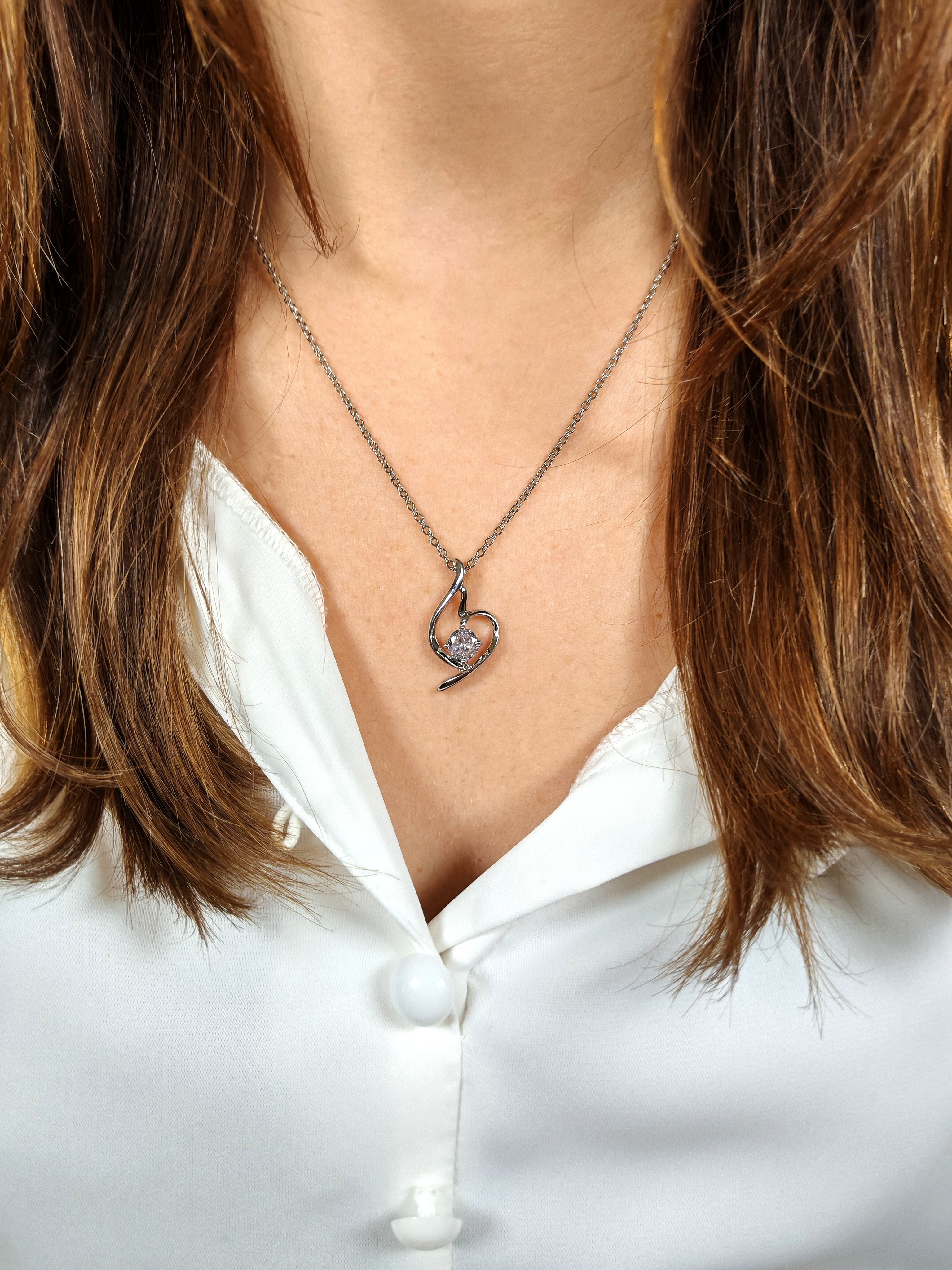 Collana Punto Luce con Pendente a Spirale e Zircone