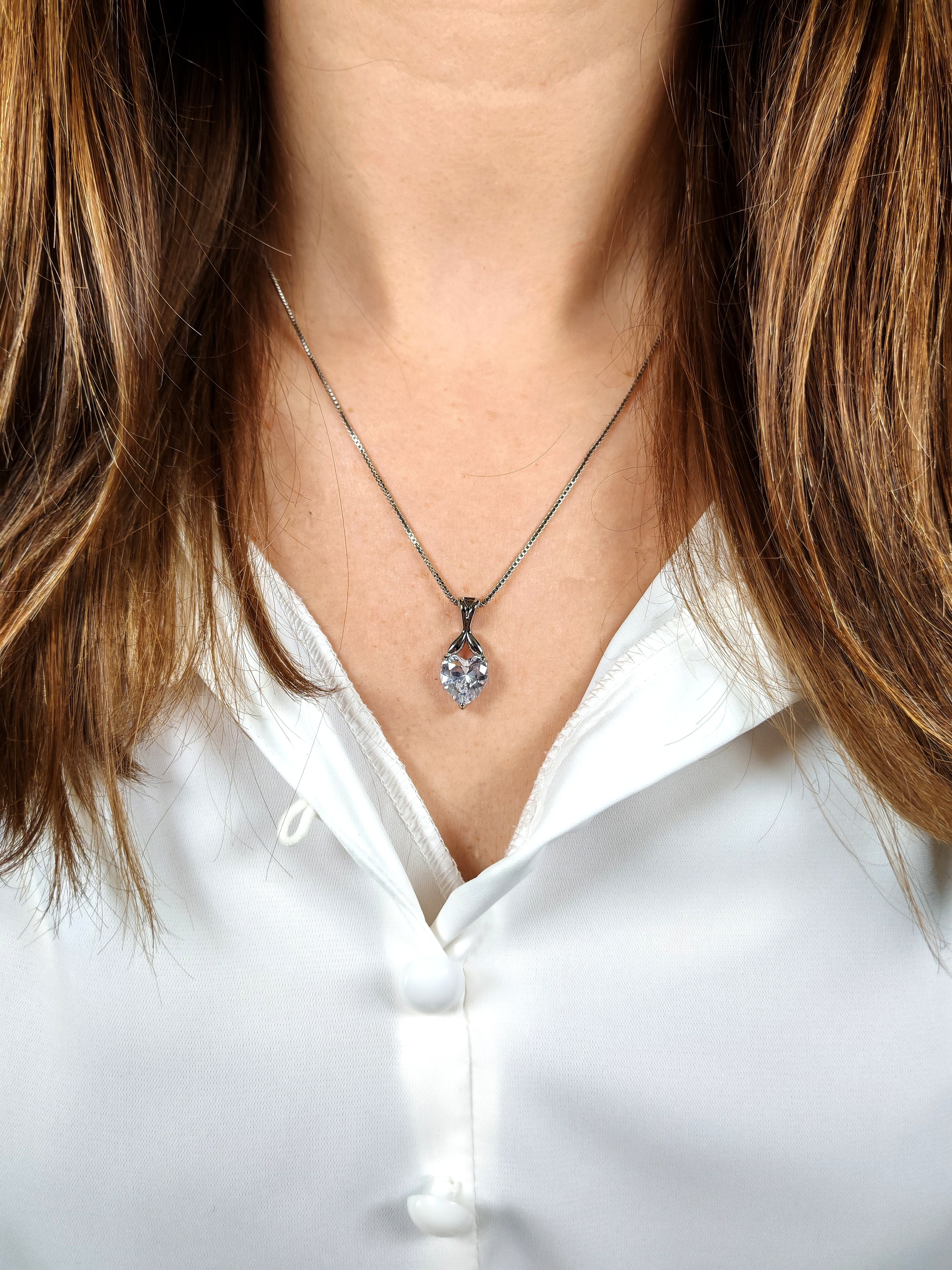 Collana Luce del Cuore con Pendente Zircone Brillante