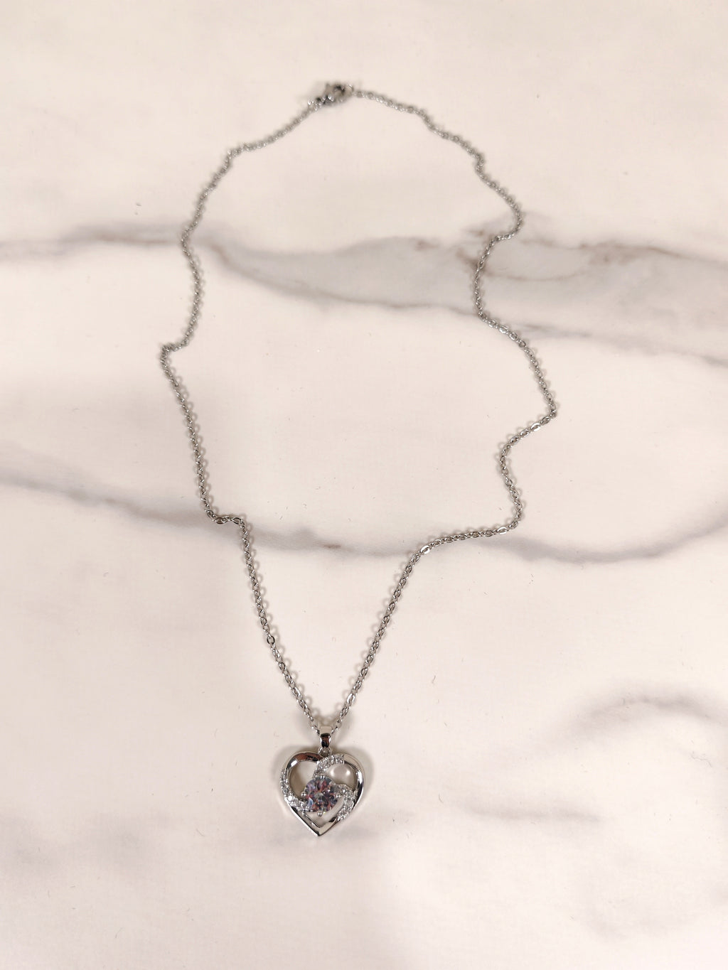 Collana Cuore Radioso con Punto Luce e Zirconi