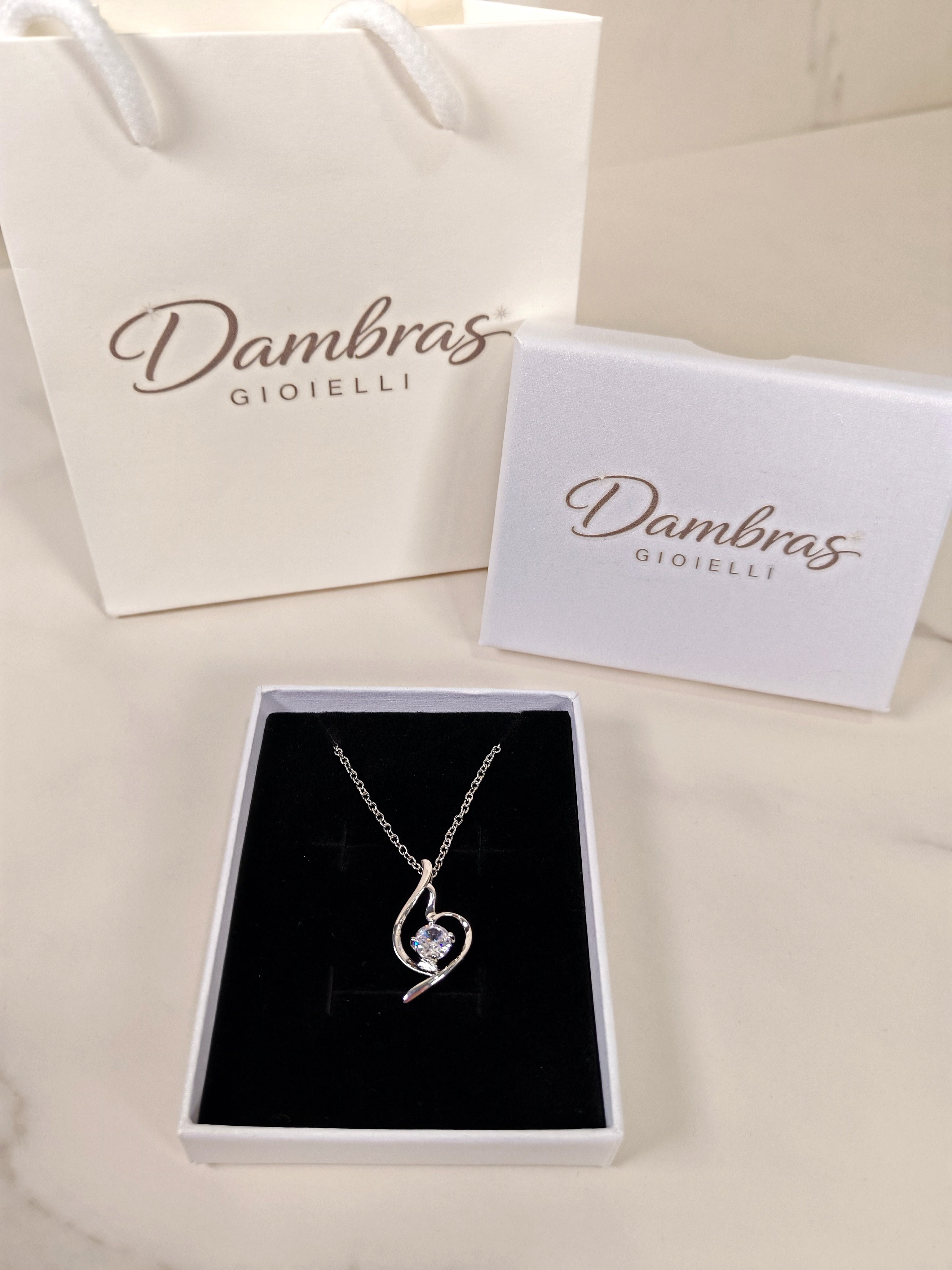 Collana Punto Luce con Pendente a Spirale e Zircone