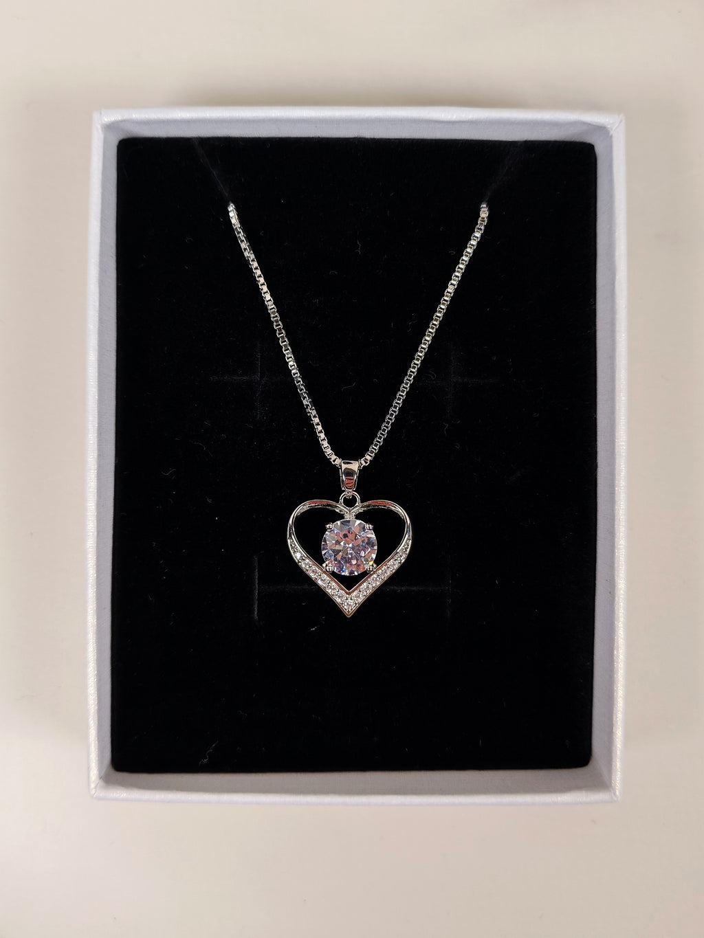 Collana Cuore Luminoso con Zircone Centrale