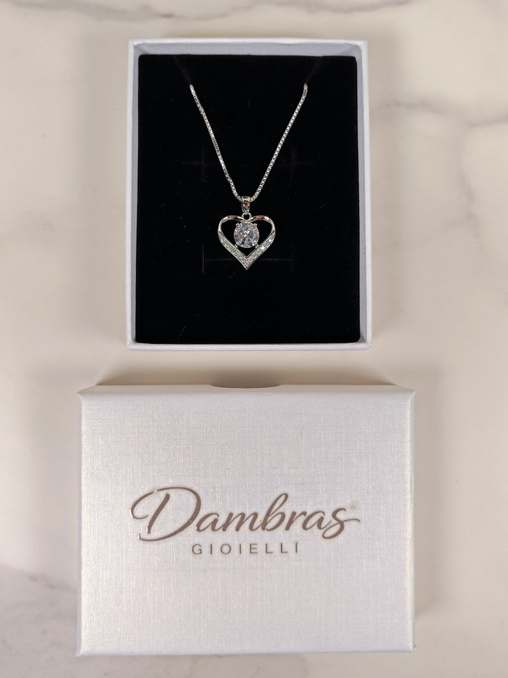 Collana Cuore Luminoso con Zircone Centrale