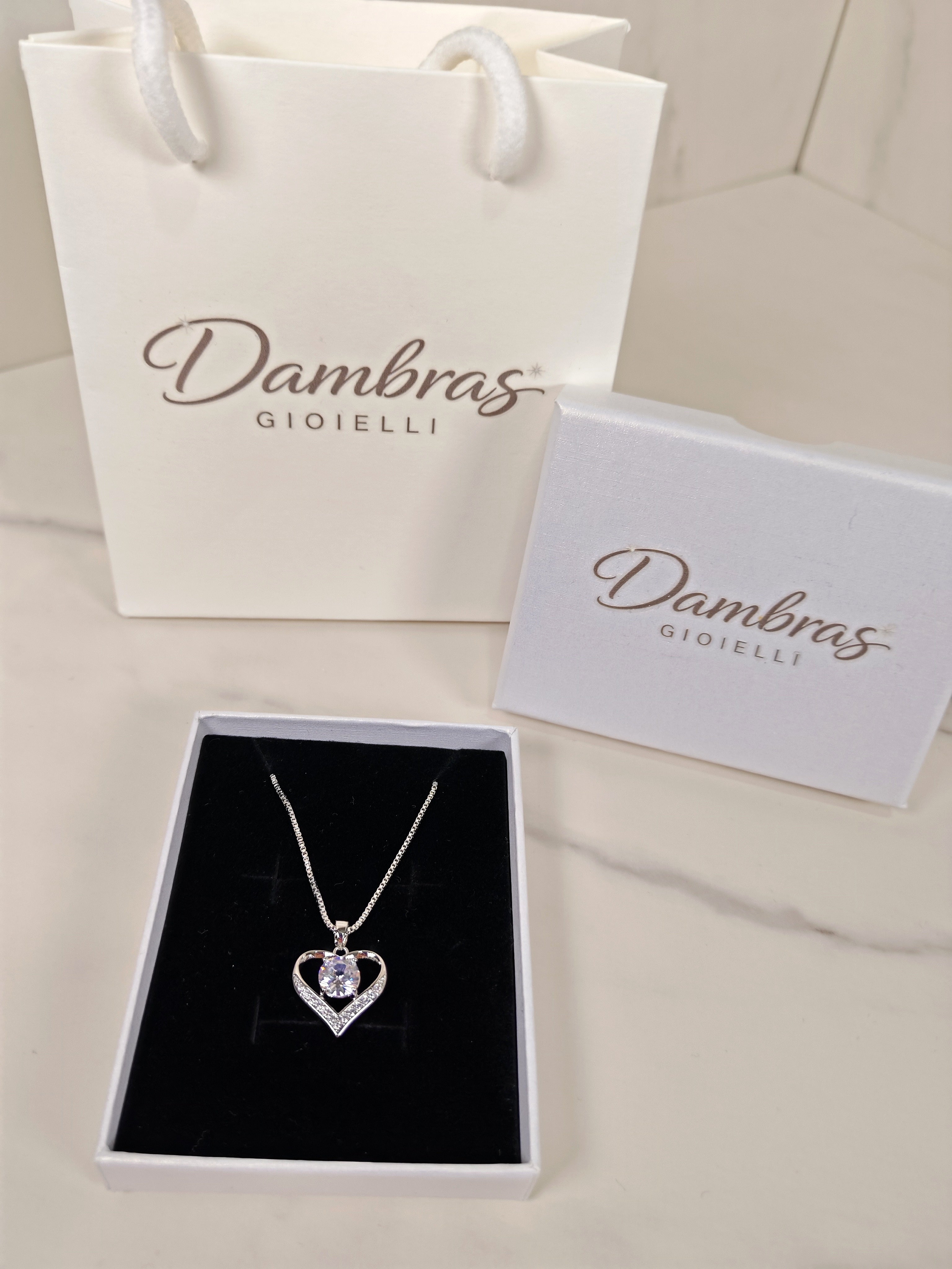 Collana Cuore Luminoso con Zircone Centrale