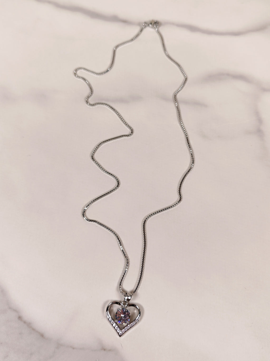 Collana Cuore Luminoso con Zircone Centrale