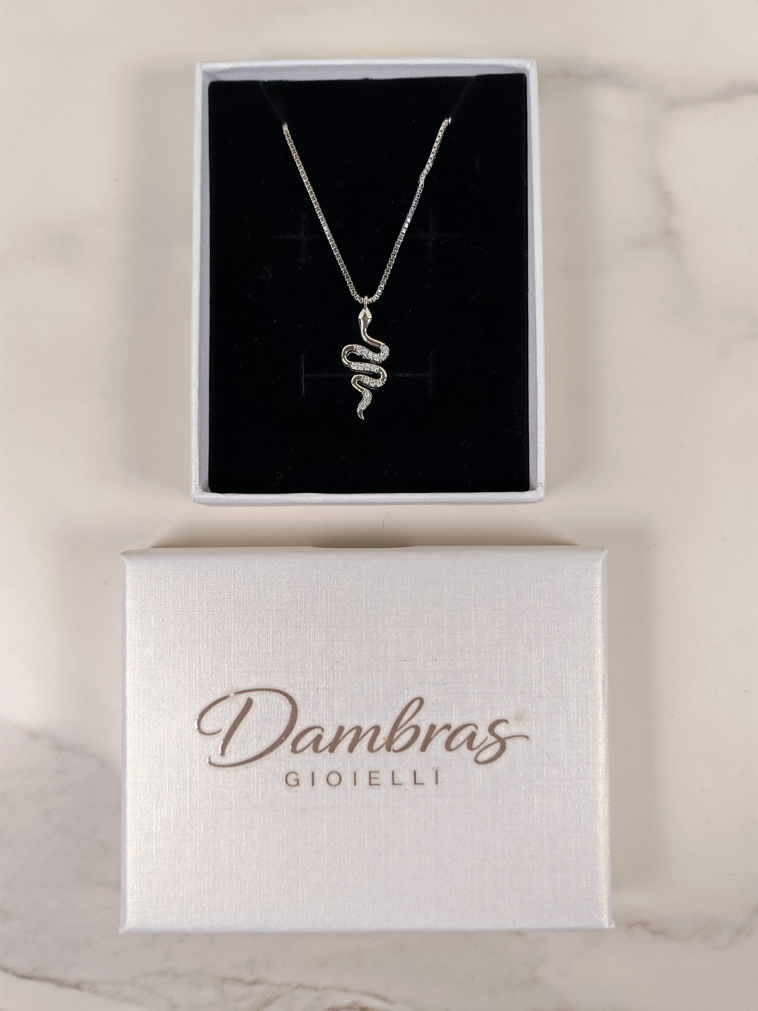 Collana Serpente in Acciaio con Zirconi Luminosi – Accessorio Elegante