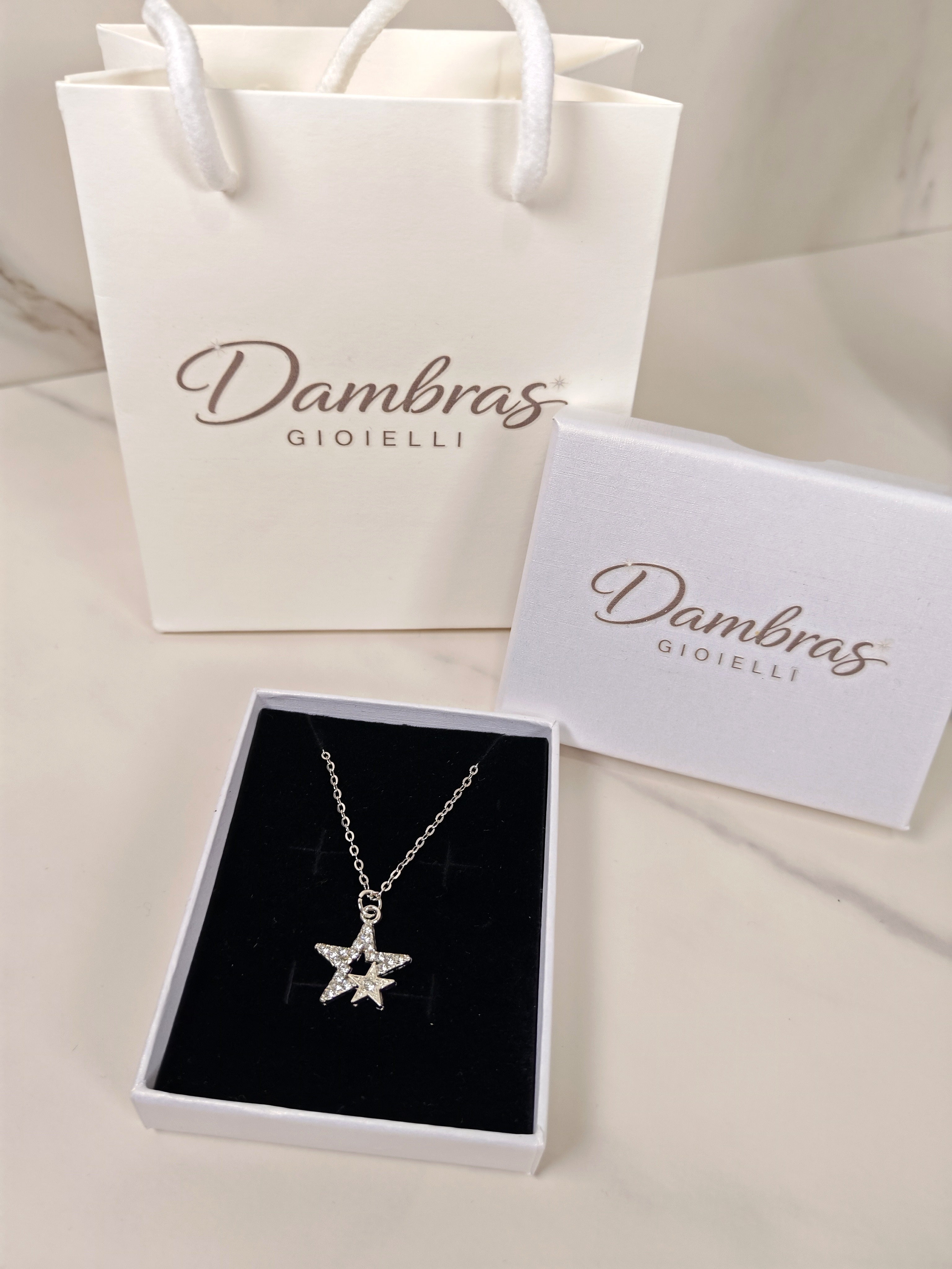 Collana Intreccio di Stelle con Zirconi Luminosi