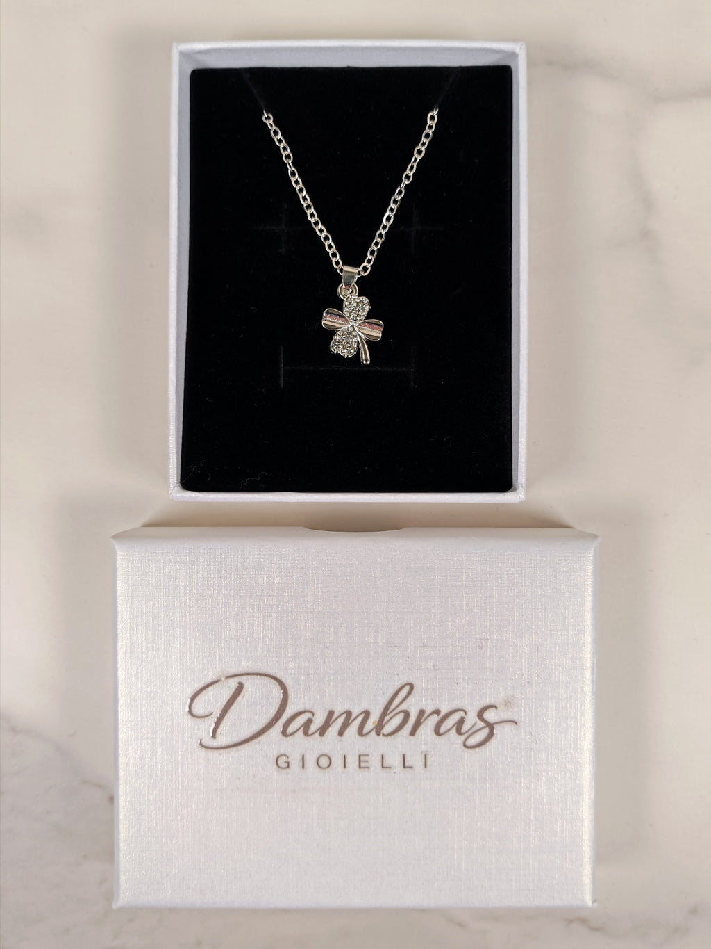 Collana Girocollo Quadrifoglio Silver con Punti Luce in Zircone
