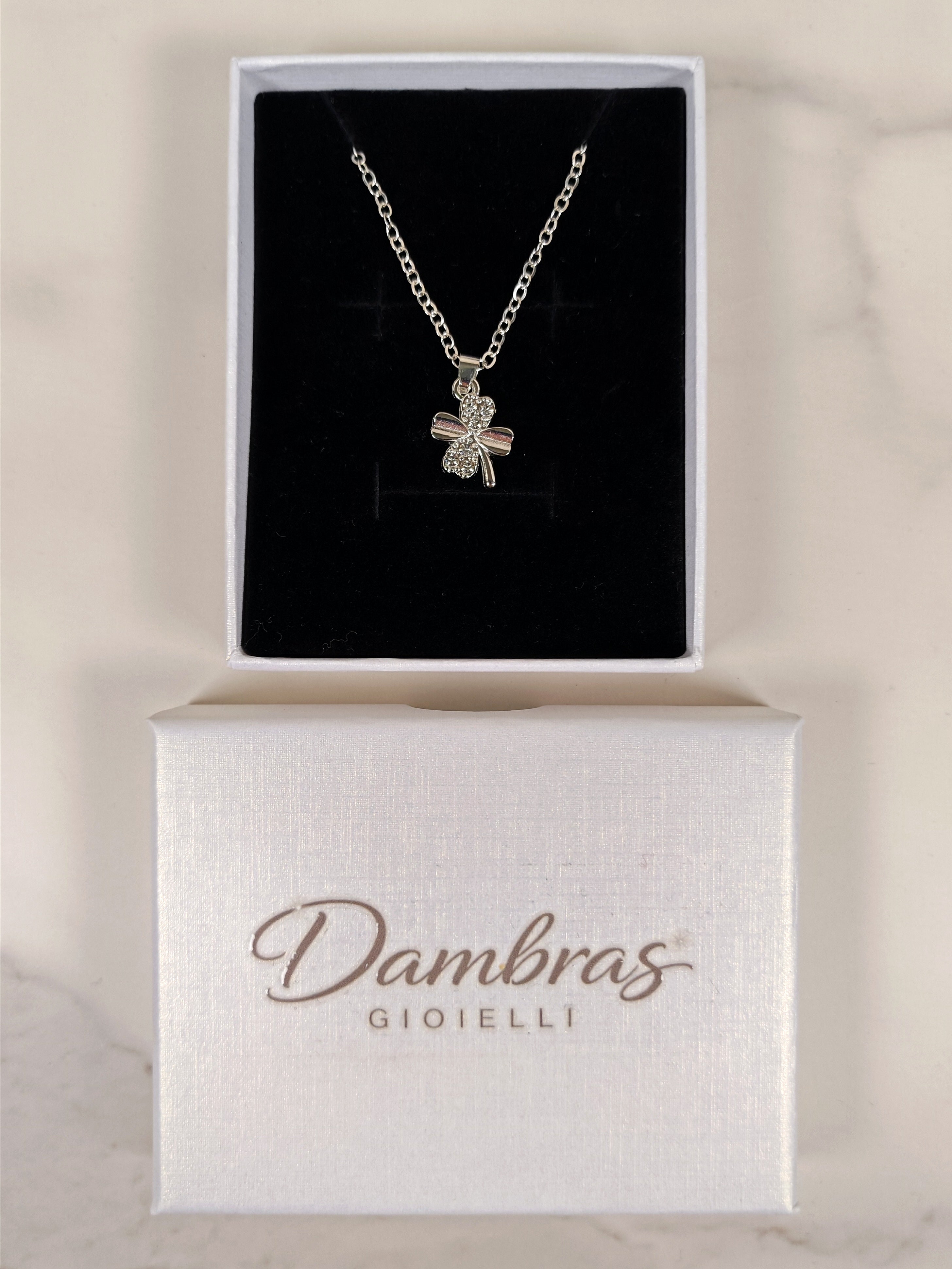 Collana Girocollo Quadrifoglio Silver con Punti Luce in Zircone