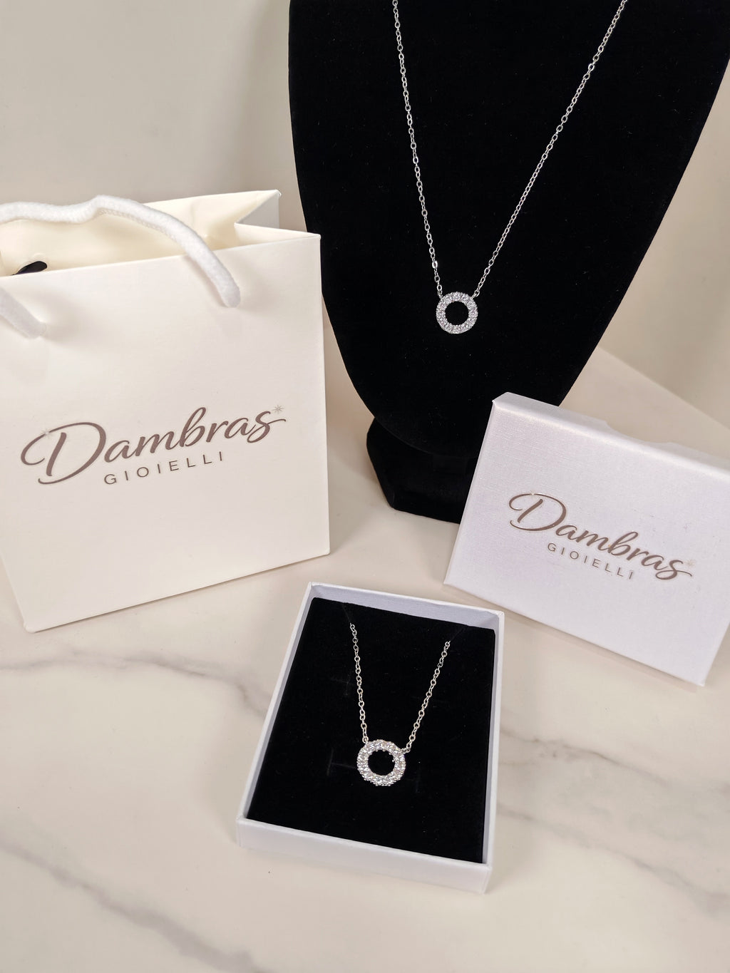 Collana Cerchio Luminoso con Zirconi - Collezione Dambras